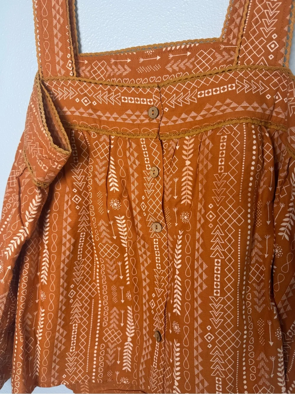 In Bloom Rust Printed Square-Neck Tank Top - Picture 4 of 6